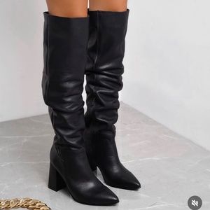 Knee leather boots